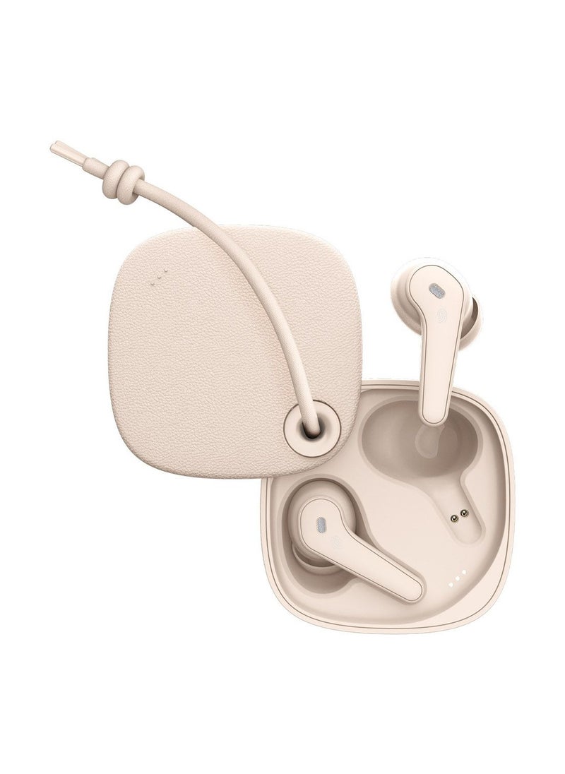 Moxedo True Wireless Earbuds S4 Bluetooth 5.4 ENC Technology 7 Hours Playing Time Touch Control 300 mAh Charging Case with Built-in 4 Powerful Microphones (Beige)