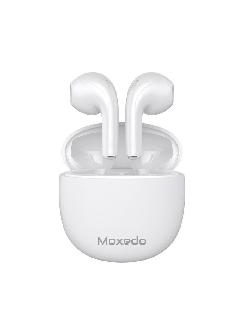 Moxedo True Wireless Earbuds S6 Bluetooth 5.3 7 Hours Playing Time 300 mAh Charging Case (White)