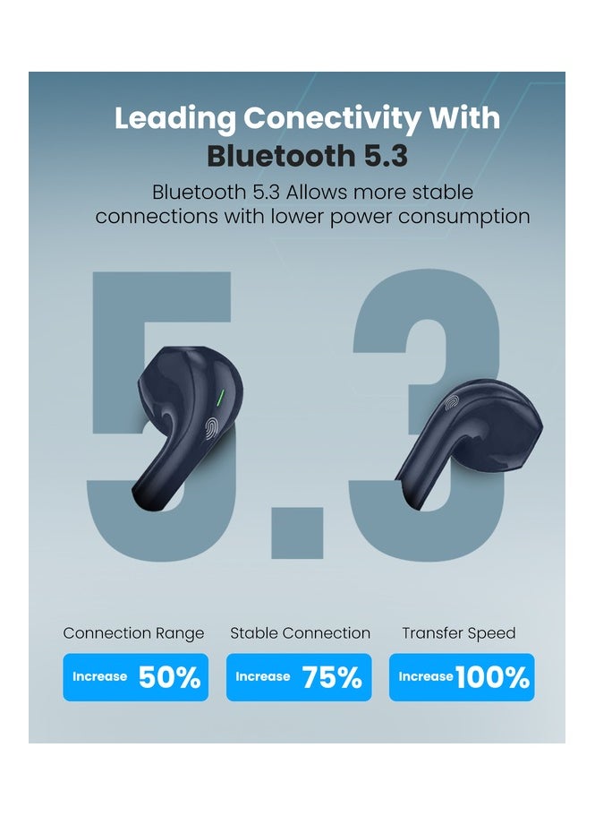 Moxedo True Wireless Earbuds S6 Bluetooth 5.3 7 Hours Playing Time 300 mAh Charging Case (Blue)