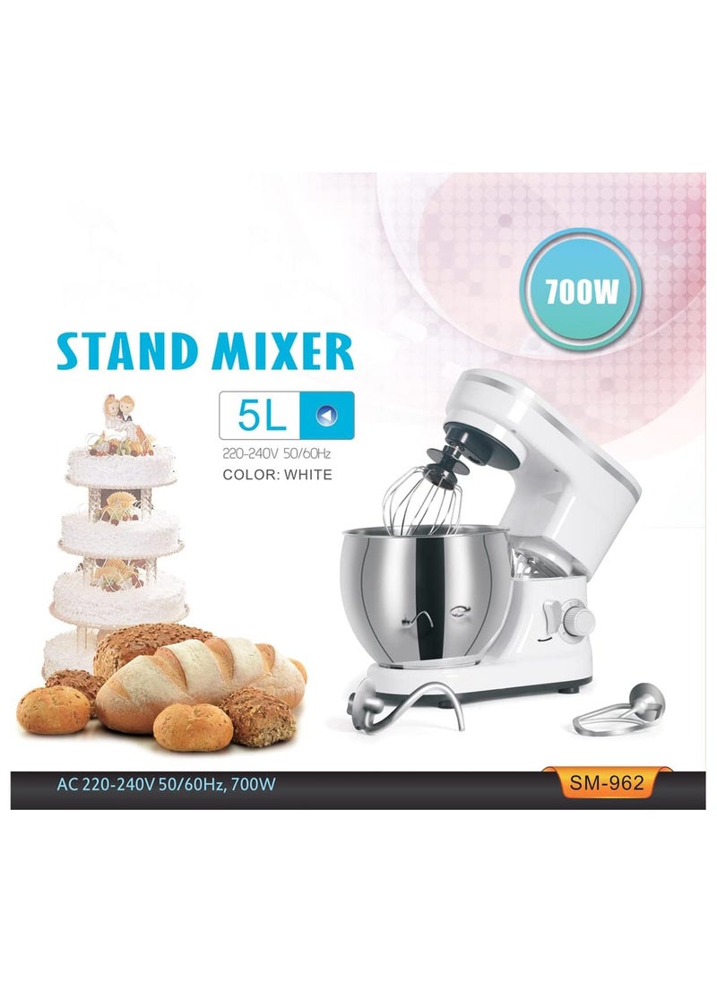 5L Stand Mixer, 700W Electric Food Dough Mixer with 6-Speed Control, Stainless Steel Bowl, Dough Hook, Whisk, Beater, and Egg White Separator for Baking & Cooking