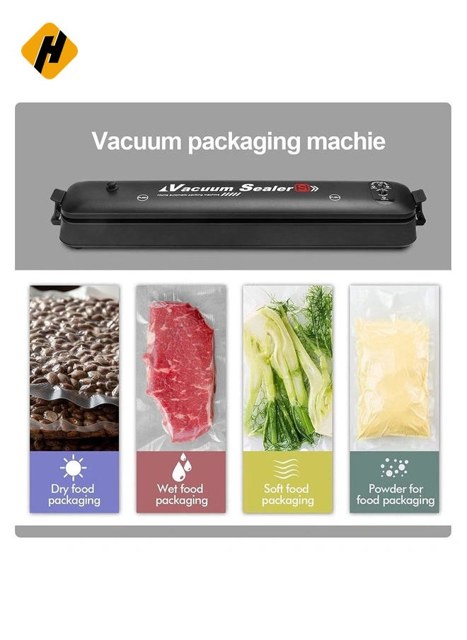 Single touch Portable Food Saver Vacuum Sealer Machine with 2 Functions for Fruits Nuts Meat Sweets Vegetables with Pieces Sealed Bags