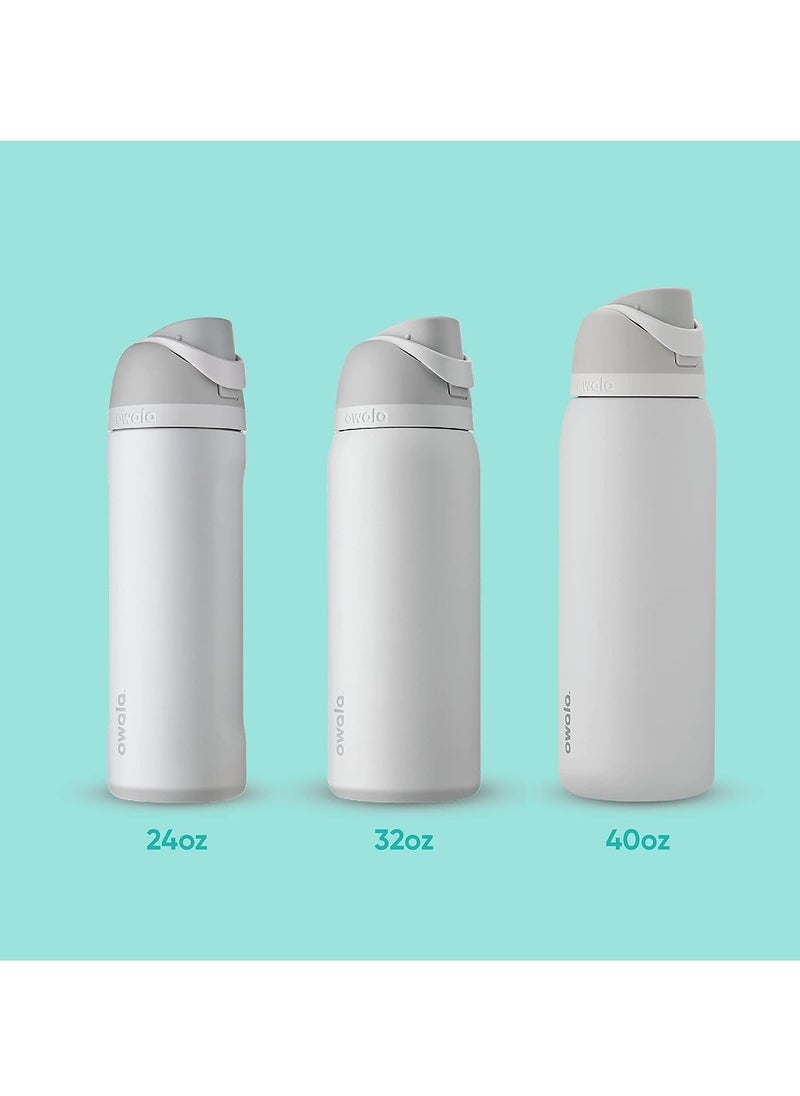 FreeSip Insulated Stainless Steel Water Bottle with Straw for Sports and Travel, BPA-Free, 32-Ounce, Grey