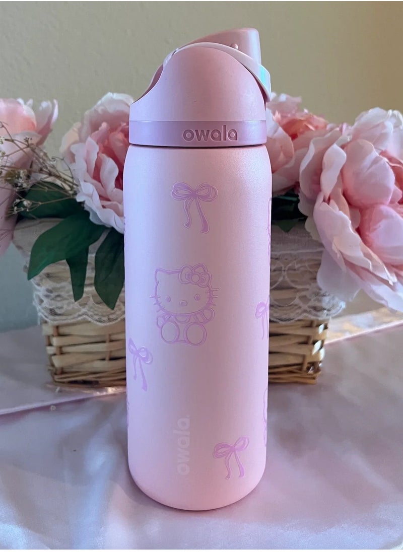 FreeSip Insulated Stainless Steel Water Bottle with Straw for Sports and Travel, BPA-Free, 24-Ounce, Pink