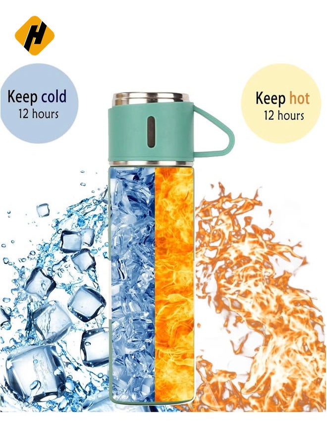 stainless steel thermos flask set gift box commercial gift vacuum insulated bottle hot drink water bottle cold drink water bottle.（green）