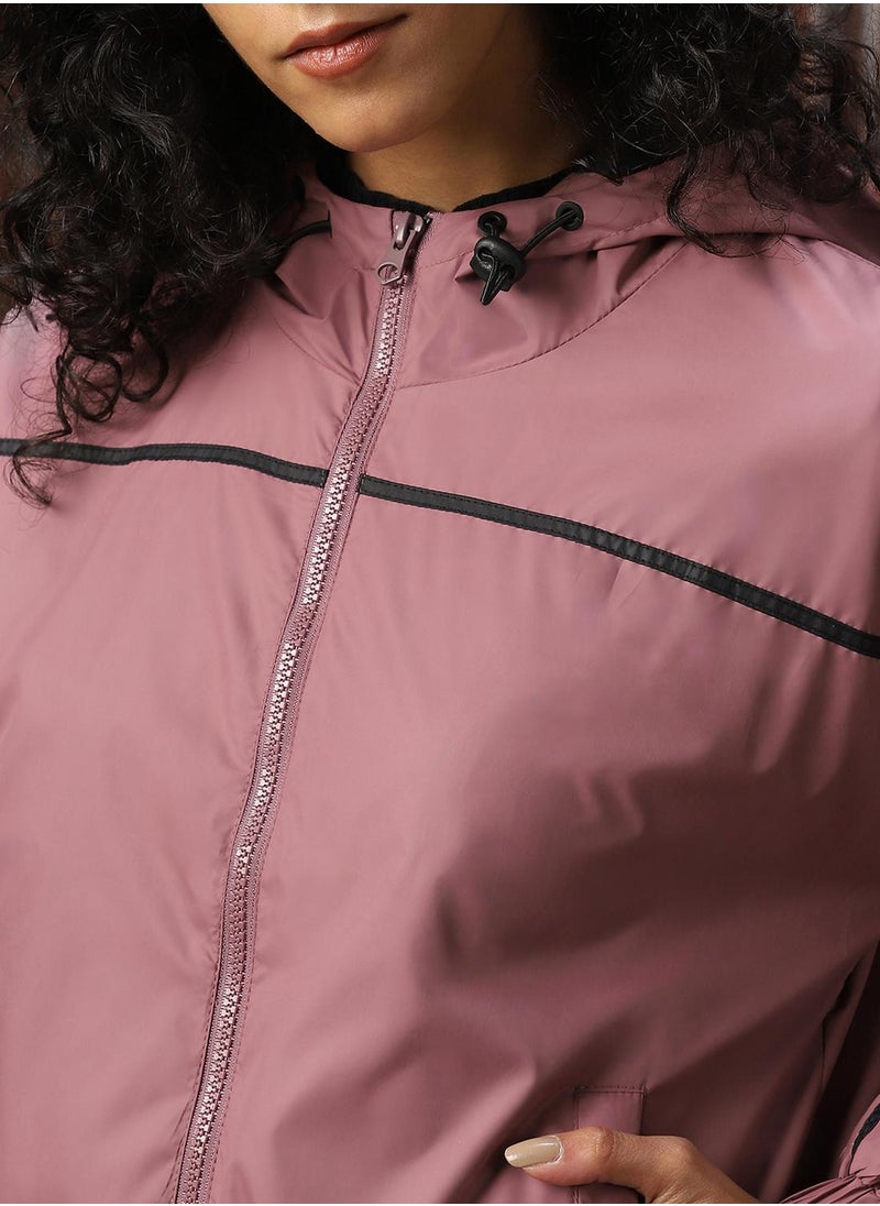 Women's Plum 100% Polyester Solid Oversized Jacket