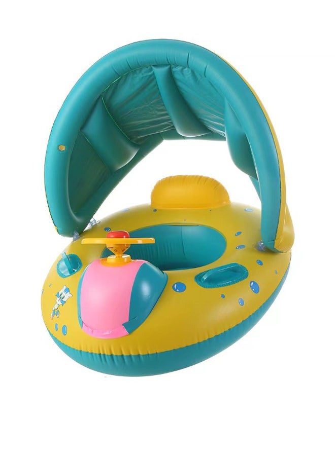 Baby Pool Float with Canopy Inflatable Swimming Floats for Kids Automobile Swimming Circle Air Boat Children's Swimming Ring