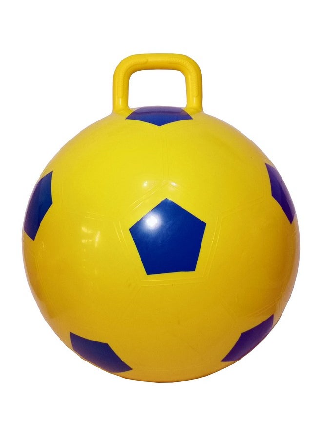 Space Hopper Ball With Pump In Soccer Ball Style, 18In / 45Cm Diameter For Ages 3-6, Kangaroo Bouncer, Hoppity Hippity Hop Ball, Sit-On Bouncy Ball With Handle (Yellow)