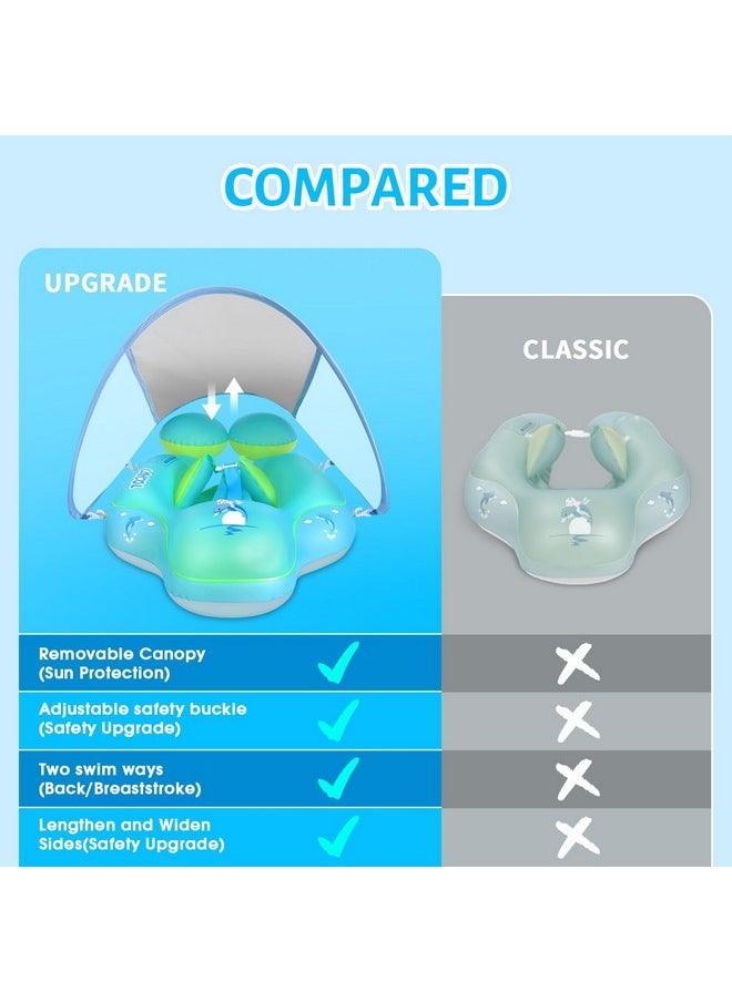 Baby Pool Float With Upf50+ Sun Protection Canopy,Add Tail Never Flip Over Inflatable Baby Float,Toddler For Age Of 3-36 Months