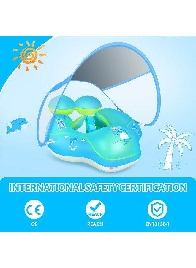 Baby Pool Float With Upf50+ Sun Protection Canopy,Add Tail Never Flip Over Inflatable Baby Float,Toddler For Age Of 3-36 Months