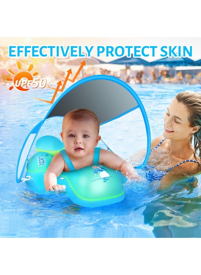 Baby Pool Float With Upf50+ Sun Protection Canopy,Add Tail Never Flip Over Inflatable Baby Float,Toddler For Age Of 3-36 Months