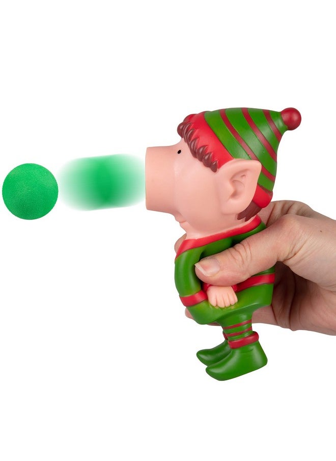 Christmas Elf Ball Popper Toy - Holiday Stocking Stuffer Includes 4 Soft Foam Balls - Squeeze To Pop Air Powered Balls Up To 20 Feet - For Indoor/Outdoor Play - Gift For Kids, Girls, Boys