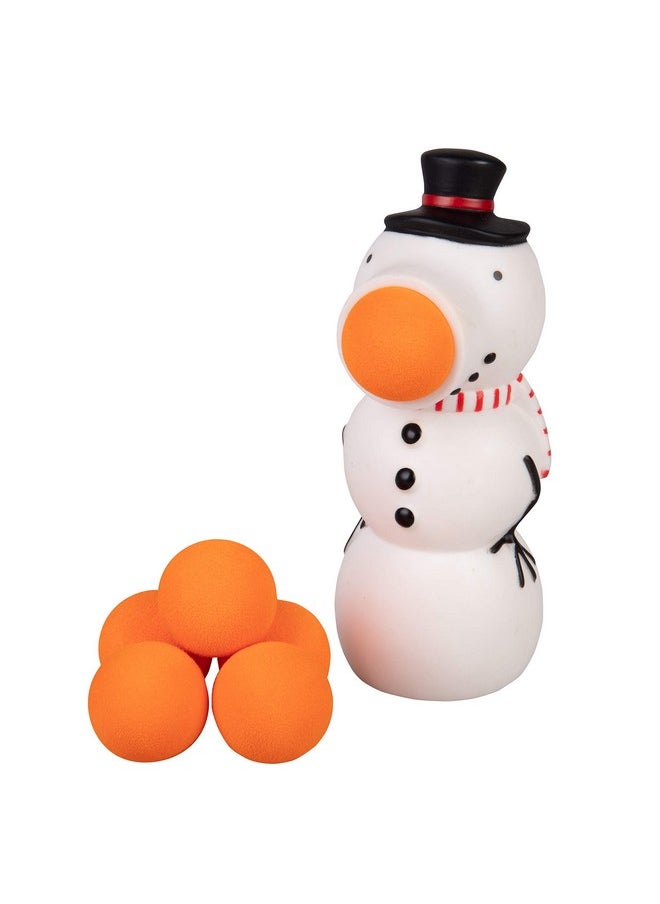 Christmas Snowman Ball Popper Toy - Holiday Stocking Stuffer Includes 4 Soft Foam Balls - Squeeze To Pop Air Powered Balls Up To 20 Feet - For Indoor/Outdoor Play - Gift For Kids, Girls, Boys