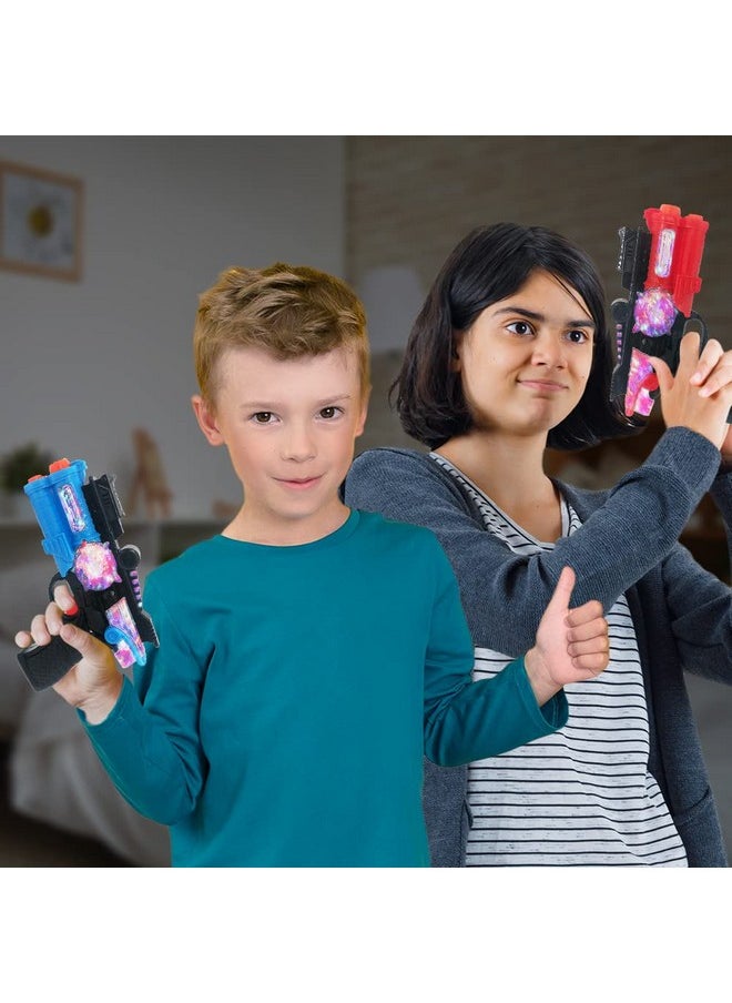 Light Up Toy Guns For Kids, Set Of 2, Red And Blue Space Blasters With Flashing Leds And Sound Effects, Cool Futuristic Toy Guns For Boys And Girls, Batteries Included