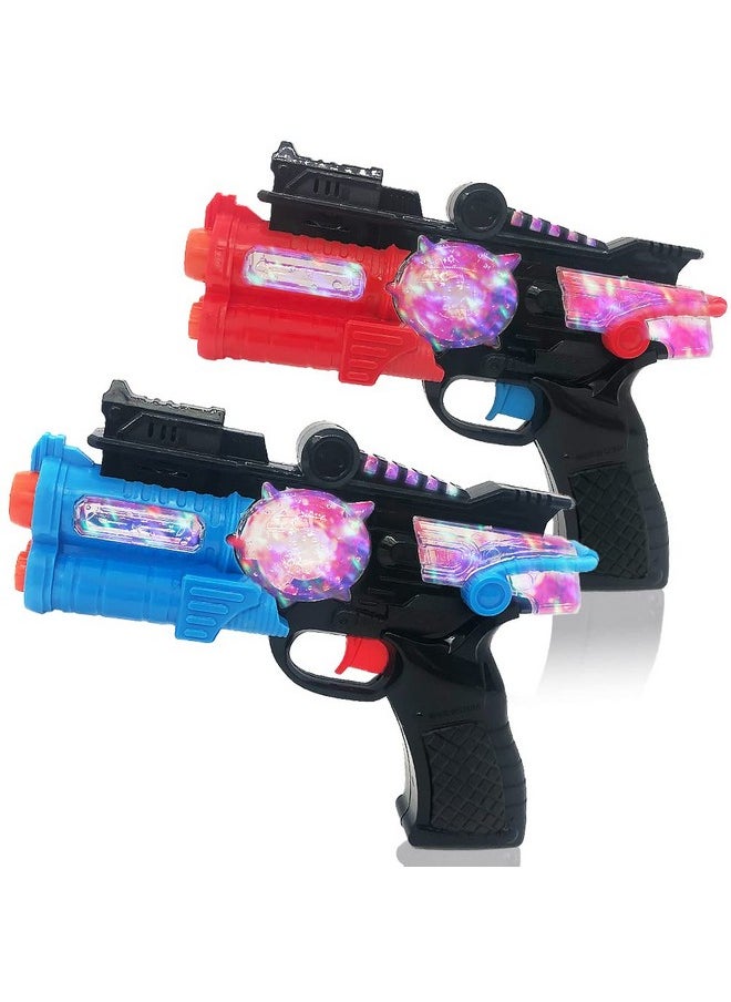 Light Up Toy Guns For Kids, Set Of 2, Red And Blue Space Blasters With Flashing Leds And Sound Effects, Cool Futuristic Toy Guns For Boys And Girls, Batteries Included