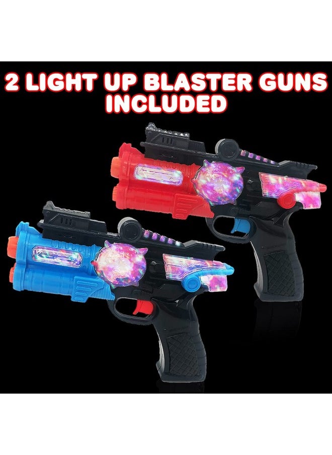Light Up Toy Guns For Kids, Set Of 2, Red And Blue Space Blasters With Flashing Leds And Sound Effects, Cool Futuristic Toy Guns For Boys And Girls, Batteries Included