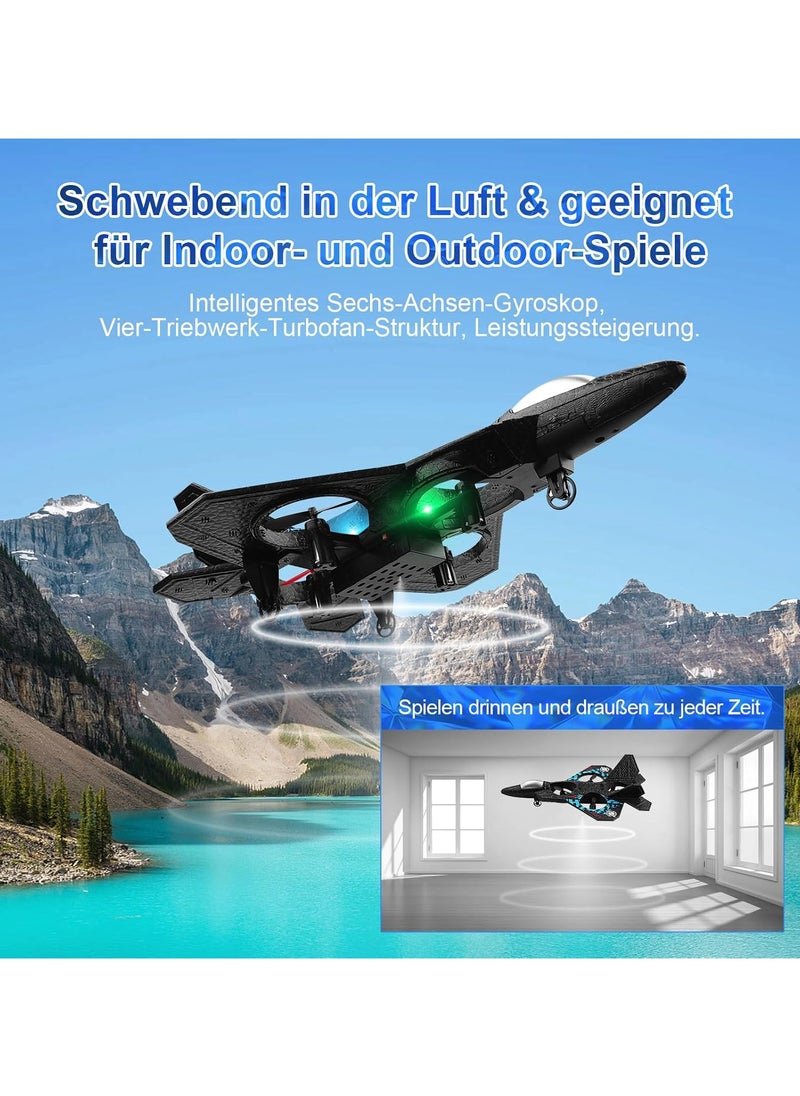 RC Aeroplane 2.4GHz Remote Controlled Aeroplane L0712 Quadcopter Floating Fighter Plane RC Aeroplane RTF for Beginners, Children and Adults, APlane Toy with Coloured Lights USB Charging