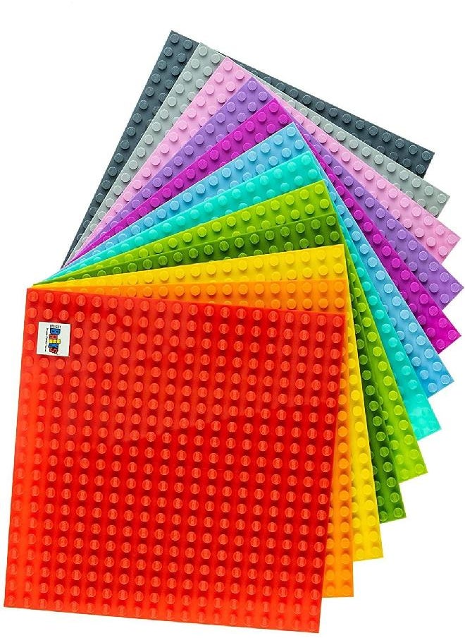 Strictly Briks Classic Stackable Baseplates, for Building Bricks, Bases for Tables, Mats, and More, 100% Compatible with All Major Brands, 12 Rainbow Colors, 12 Pack, 6x6 Inches