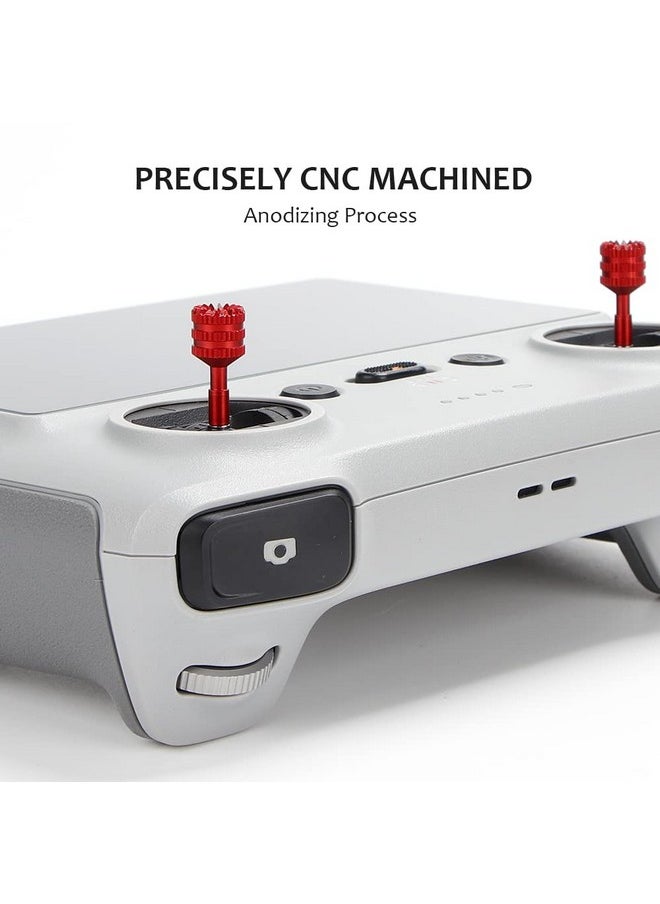 Mini 4 Pro/Mini 3 Pro Joysticks 2 Pairs Aluminum Spare Dji Rc/Dji Rc 2 Control Sticks For Dji Mini 4 Pro/Mini 3 Pro/Air 3/Mini 3/Mavic 3/Mavic 3 Pro/Mavic 3 Classic/Air 2S Accessories(Red+Gray)