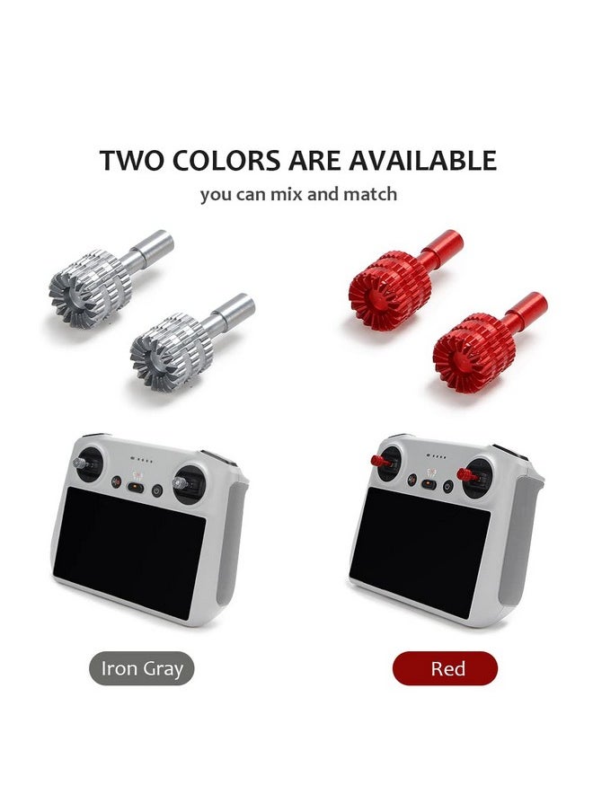 Mini 4 Pro/Mini 3 Pro Joysticks 2 Pairs Aluminum Spare Dji Rc/Dji Rc 2 Control Sticks For Dji Mini 4 Pro/Mini 3 Pro/Air 3/Mini 3/Mavic 3/Mavic 3 Pro/Mavic 3 Classic/Air 2S Accessories(Red+Gray)