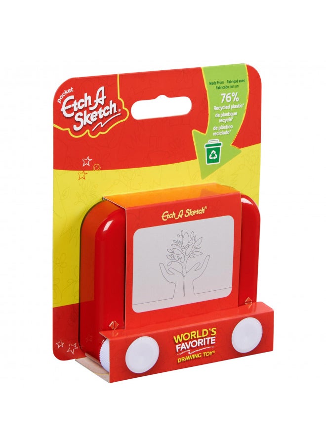 Etch A Sketch Pocket, 76% Recycled Plastic, Original Magic Screen, Sustainably-minded Kids Travel Toy, Drawing Toys for Boys & Girls Ages 3+