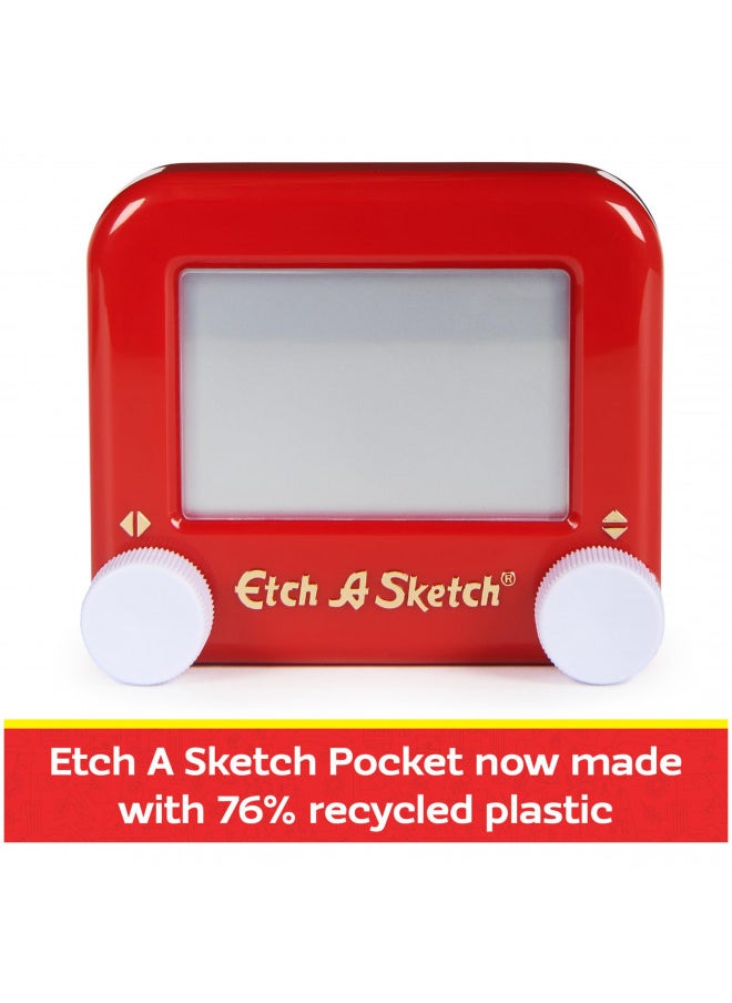 Etch A Sketch Pocket, 76% Recycled Plastic, Original Magic Screen, Sustainably-minded Kids Travel Toy, Drawing Toys for Boys & Girls Ages 3+