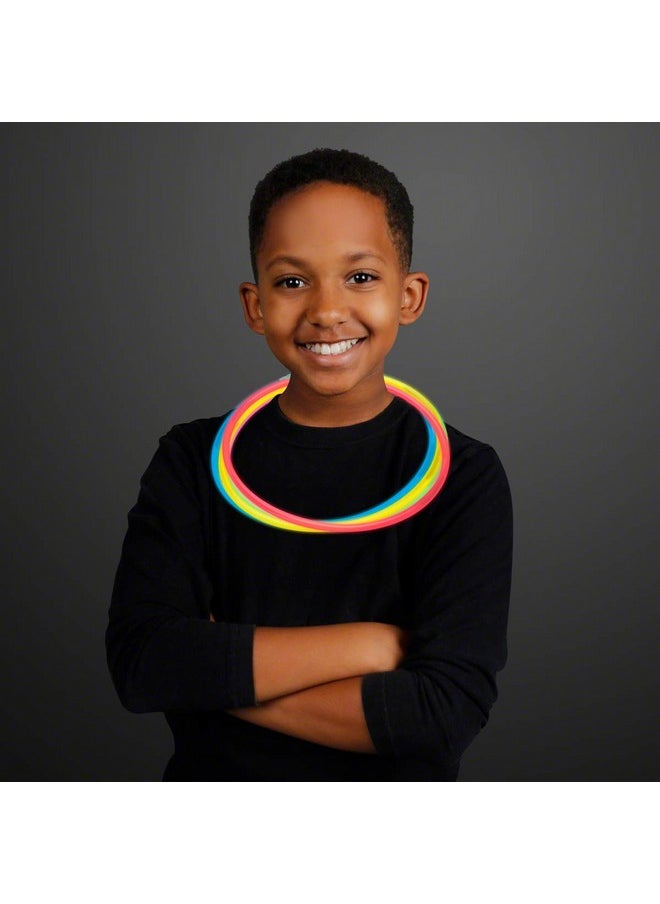 Premium 22 Inch Glow Necklaces In Assorted Colors, Bulk Tube Of 50 Glow Stick Necklaces