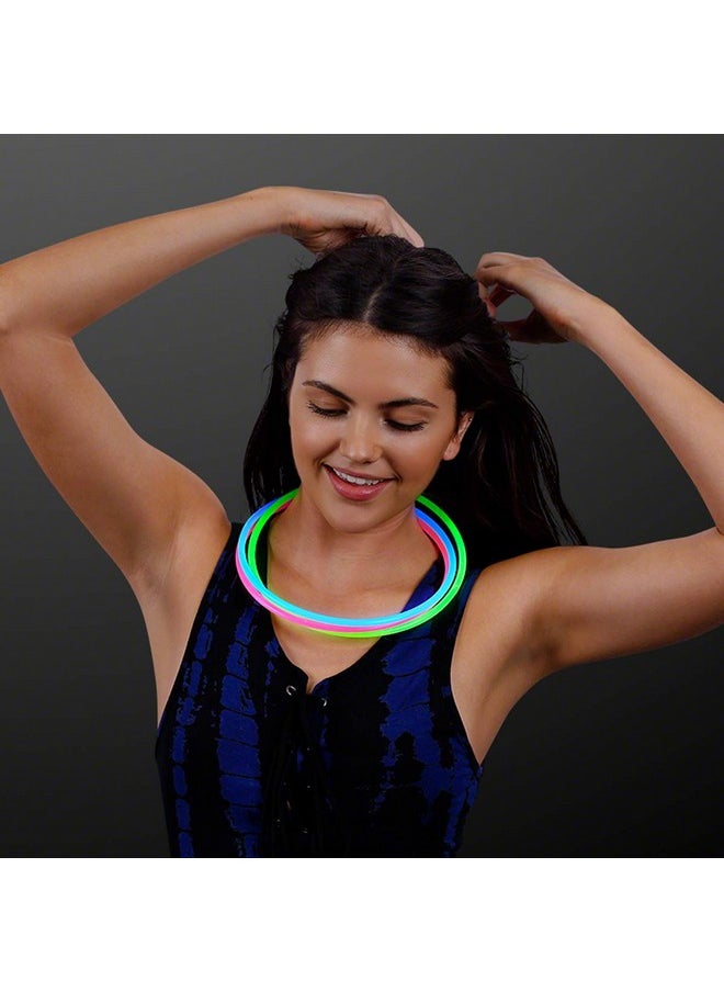 Premium 22 Inch Glow Necklaces In Assorted Colors, Bulk Tube Of 50 Glow Stick Necklaces