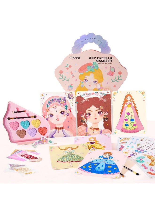 4-In-1 Dress Up Game Set,Princess Fantasy Makeup,Fantasy Dress-Up Kit,Cosmetics And Fashion Fun,Creative Role-Playing Adventure,Glamorous Makeup Ensemble,Princess Costume Accessories