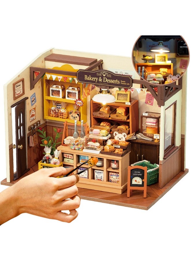 Miniature House Kit Diy Mini Dollhouse With Accessories Tiny Store Making Kit With Led Light Hobby Birthday Gifts For Kids & Adults