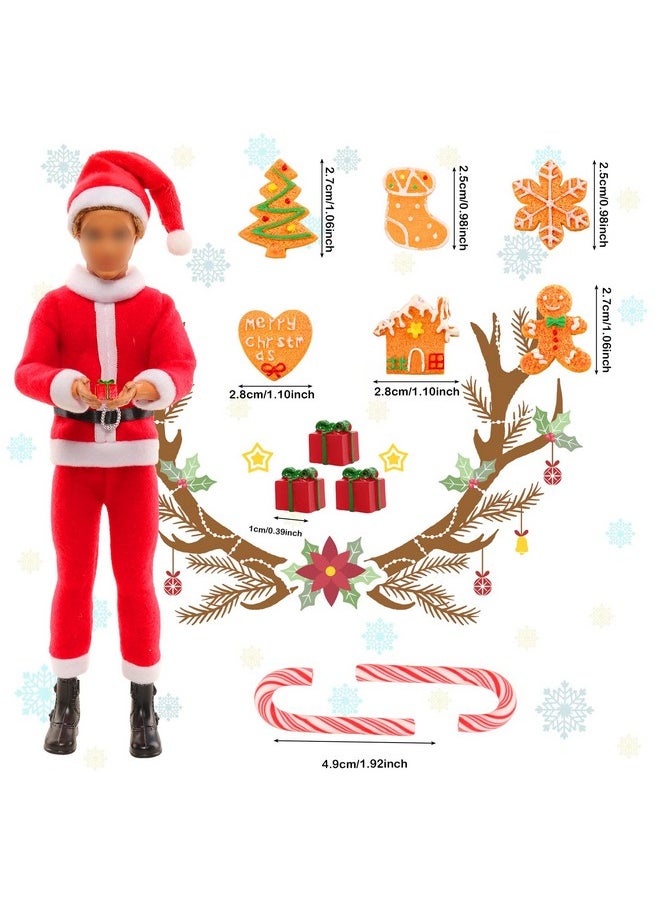 12 Inch Boy Doll Christmas Costume And Accessories 17 Pcs Male Doll Red Clothes And Hats Merry Christmas Dollhouse Decorate For Christmas Boy Doll Outfits