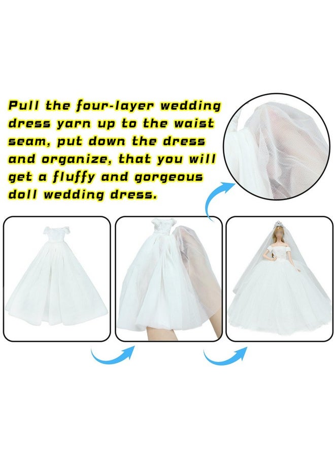 Wedding Set White Dress Bridal Veil And Groom Formal Suit Outfit For Boys Girl 11.5 In. Doll Clothes