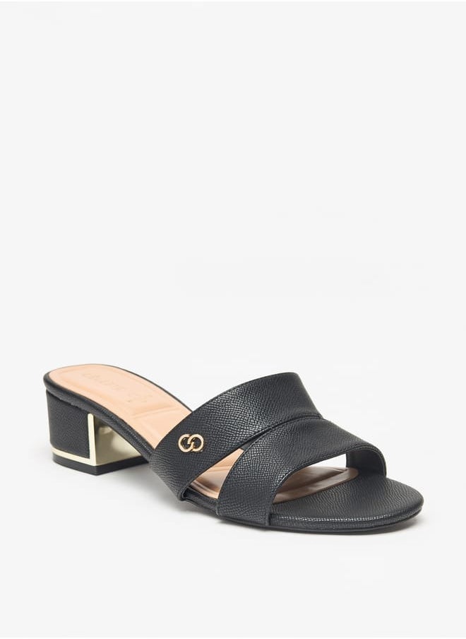 Womens Solid Slip-On Sandals with Block Heels