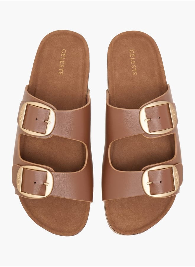 Women's Buckle Detail Slip-On Flat Sandals