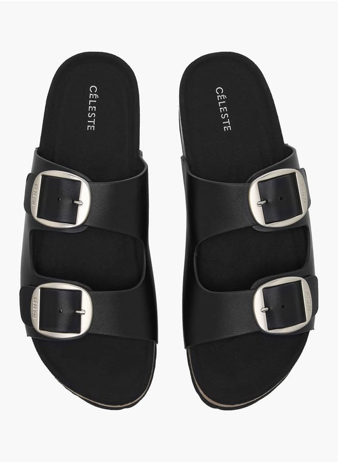 Women's Buckle Detail Slip-On Flat Sandals