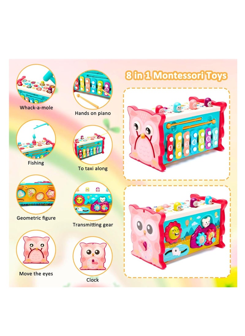 8-in-1 Montessori Toys for 1+ Year Old Boys & Girls, Baby Educational Learning Toy for Toddlers, Fine Motor Skills, Sorting, Musical Xylophone, Activity Cube - Gifts for Kids