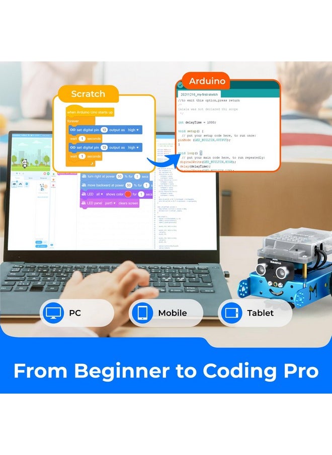 Mbot Robot Kit, Robotics For Kids Ages 8-12 Learn To Code With Scratch & Arduino, Stem Toys Science Kits For Kids Age 8-12 Boys And Girls Age 8+