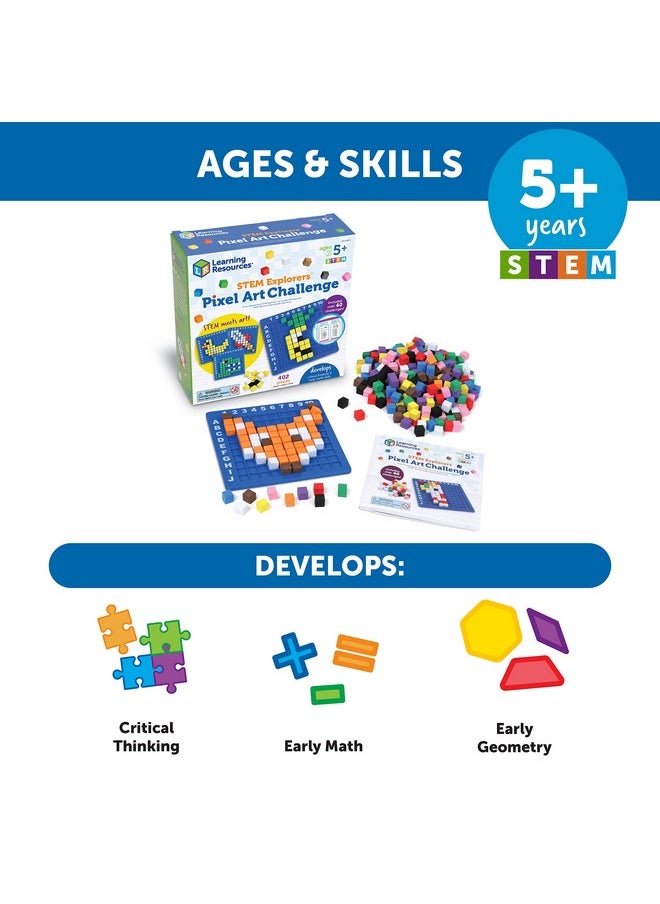 Stem Explorers Pixel Art Challenge, 402 Pieces, Ages 5+, Stem Toys For Kids, Coding Basics For Kids, Stem Activities For Classroom, Medium