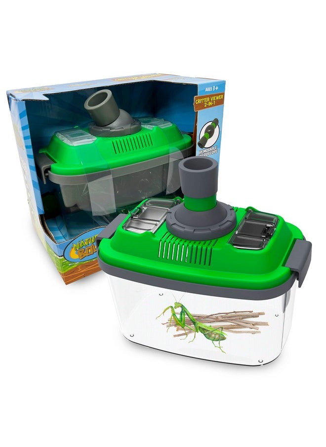 2-In-1 Habitat With Microscope For Insects And Other Critters, Includes Lid With Vents And Removable Portable Microscope