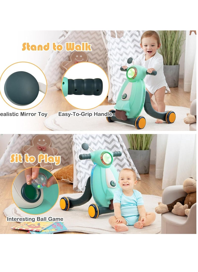 Sit-to-Stand Learning Walker, 2-in-1 Baby Walker, Baby Push Along Walker with Light, Music and Ball, Toddler Walker Educational Toy 12 Months+(Green)