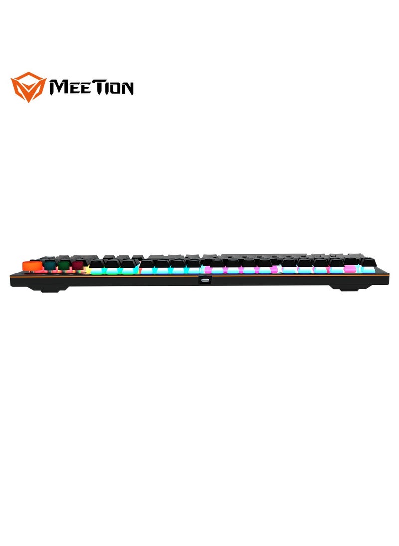 MEETION Colorful Adjustable Rainbow Backlight Mechanical Gaming Keyboard MK500 Removable armrest Pluggable Type-C cable Colorful adjustable rainbow backlight