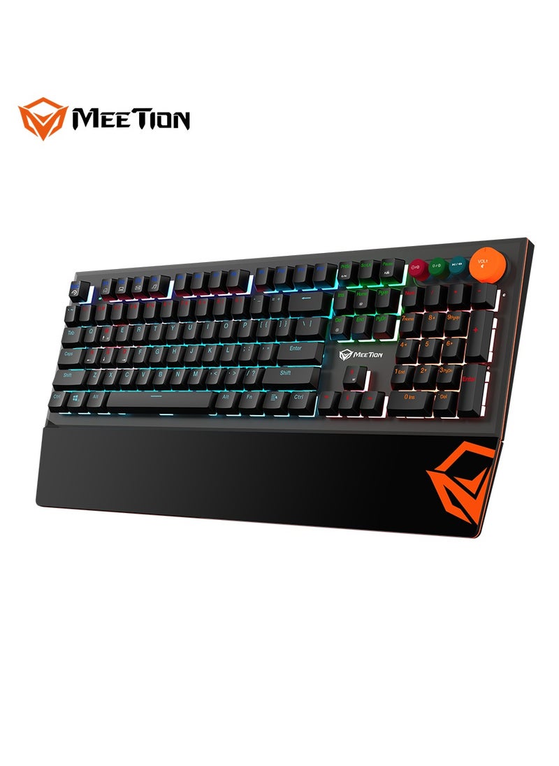 MEETION Colorful Adjustable Rainbow Backlight Mechanical Gaming Keyboard MK500 Removable armrest Pluggable Type-C cable Colorful adjustable rainbow backlight