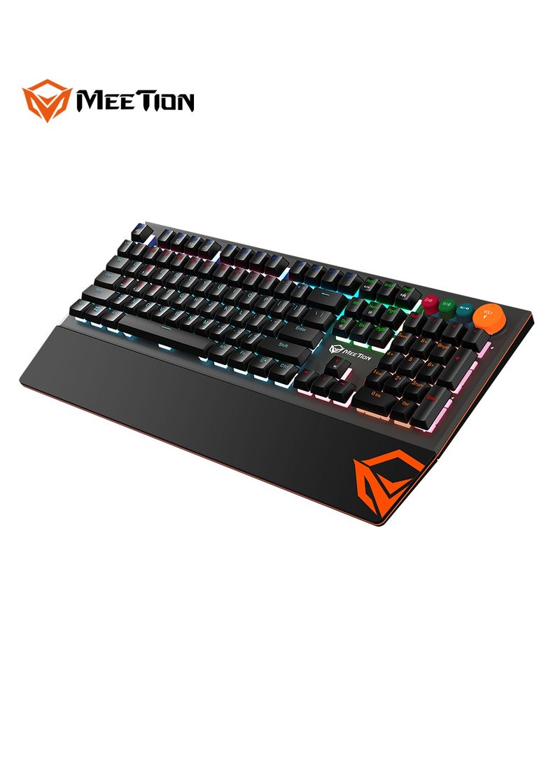 MEETION Colorful Adjustable Rainbow Backlight Mechanical Gaming Keyboard MK500 Removable armrest Pluggable Type-C cable Colorful adjustable rainbow backlight