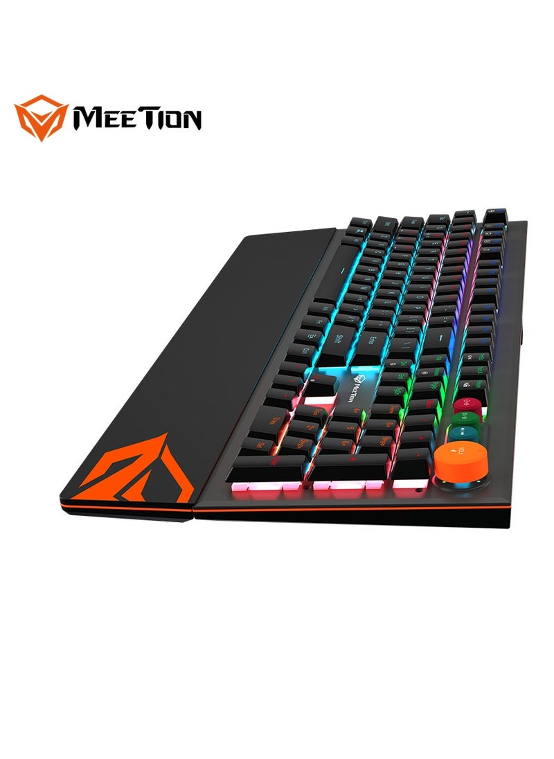 MEETION Colorful Adjustable Rainbow Backlight Mechanical Gaming Keyboard MK500 Removable armrest Pluggable Type-C cable Colorful adjustable rainbow backlight