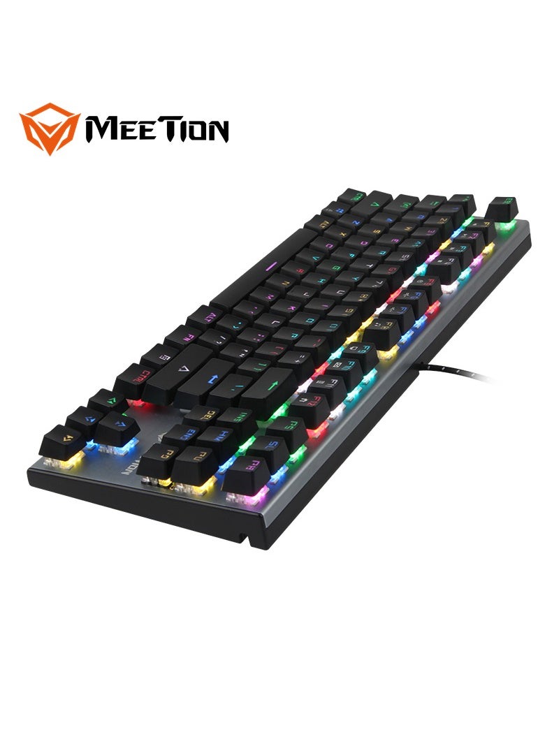 MEETION TKL RGB Backlit Multimedia Blue Switch Mechanical Gaming Keyboard MK04 Full key Anti-ghosting RGB chroma Backlit customizable High-quality macro mechanical switch