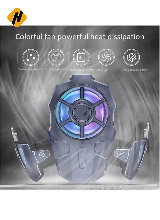 AK03 Mobile Game Controller with Cooling Fan – Joystick Trigger for PUBG and Compatible with iOS & Android Smartphones