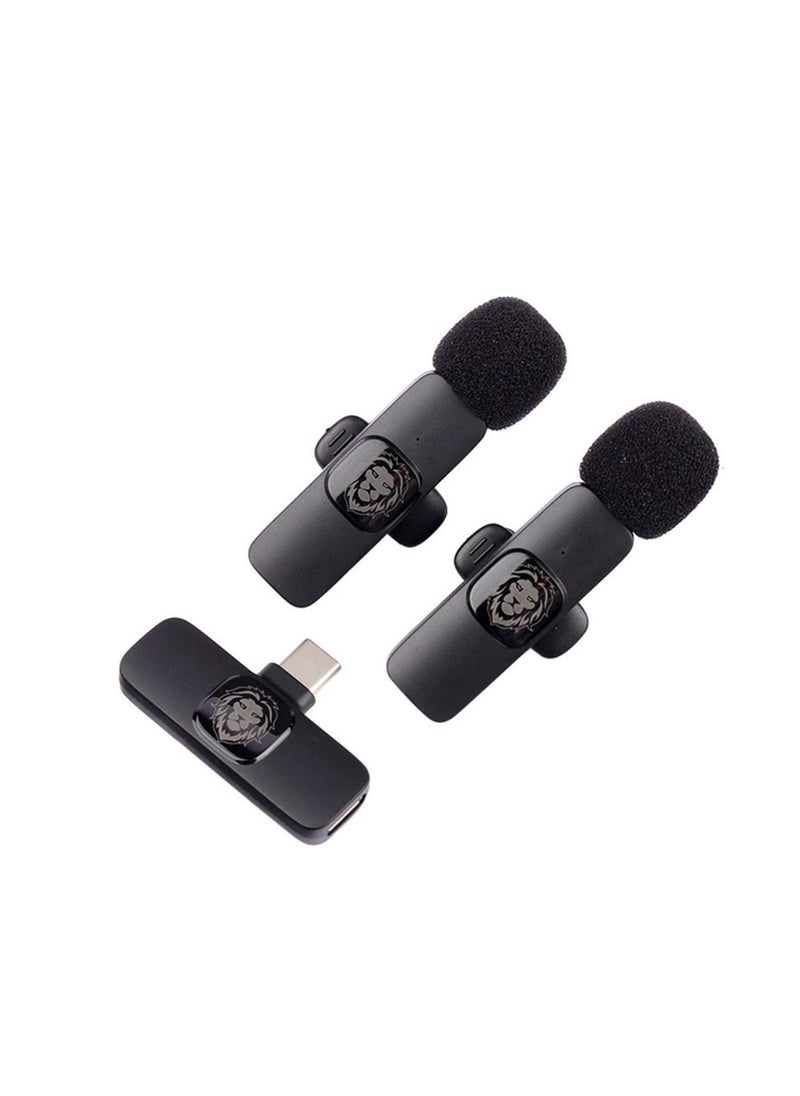 3 In 1 Wireless Microphone / 60mAh Battery Capacity / USB-A / Type-C / Lightning Plugs / 20m Accessible Reception / -42DB Sensitivity / Highly Sensitive / Digital Silicon Microphone / 64DBM Adaptive Noise Reduction / Clear Timbre / Plug & Play - Black