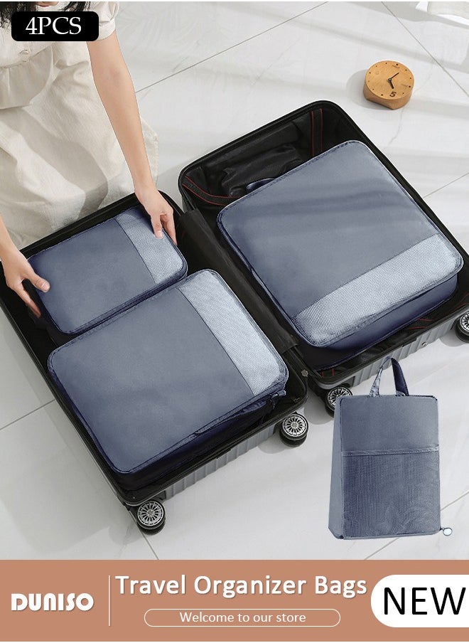 4 Piece Travel Organizer Bags for Luggage, Waterproof and Durable Travel Bags, Packing Cubes for Travel, Compression Cubes for Suitcases, Travel Bags for Clothes, Toiletries, Clothing, Underwear