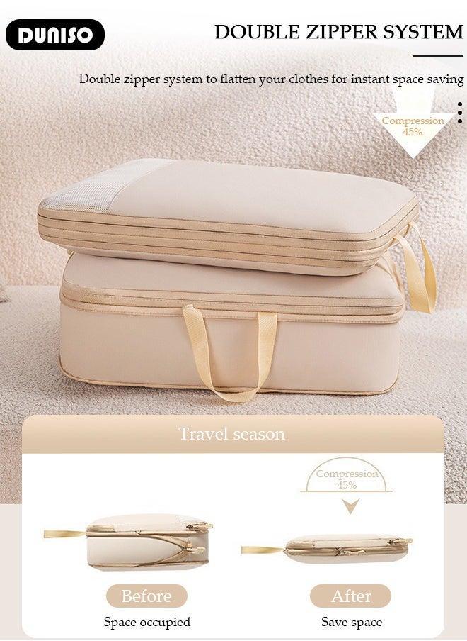 4 Piece Travel Organizer Bags for Luggage, Waterproof and Durable Travel Bags, Packing Cubes for Travel, Compression Cubes for Suitcases, Travel Bags for Clothes, Toiletries, Clothing, Underwear