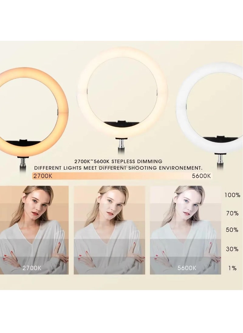 Xria SM1888 II Ring Light Size 18 inch 90W LED Ring light With Battery Slot Photographic Lighting Ring Light For Selfie Makeup live streaming (Black)