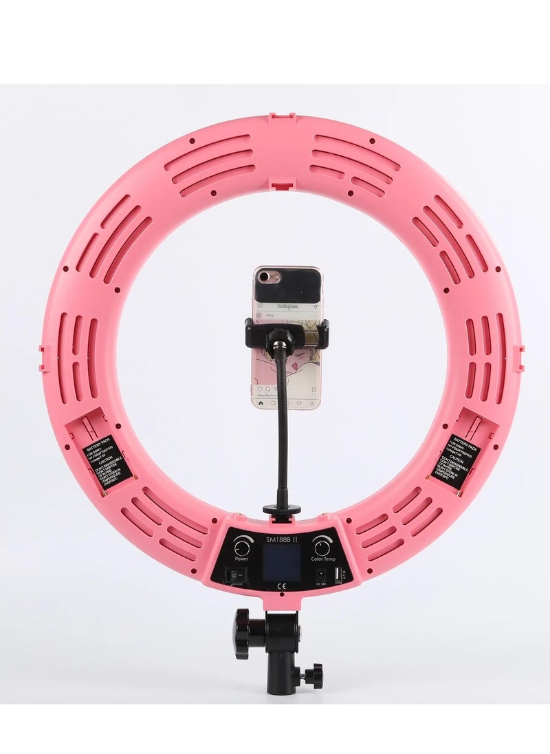 Xria SM1888 II Ring Light Size 18 inch 90W LED Ring light With Battery Slot Photographic Lighting Ring Light For Selfie Makeup live streaming (Black)